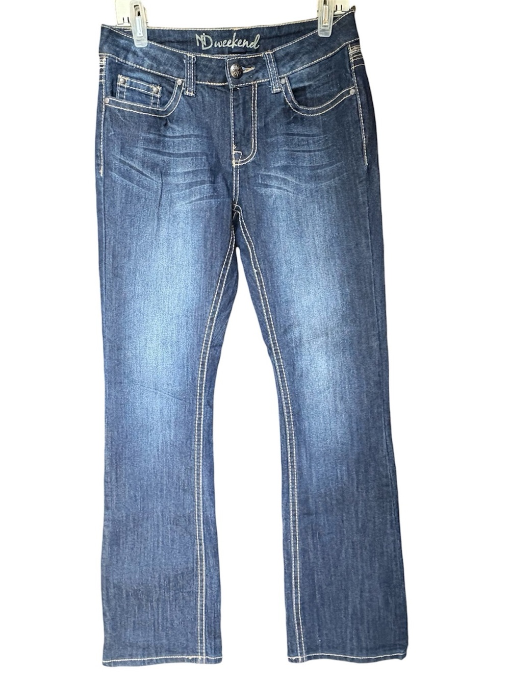 ND Weekend Women's Mid-Rise Dark Blue Flare Jeans